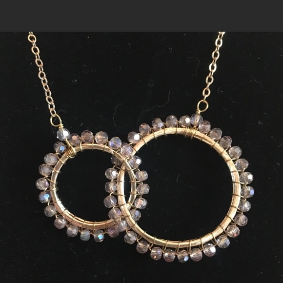 Beautiful Smokey Crystal Gold Necklace Pancea 17” - Picture 2 of 6